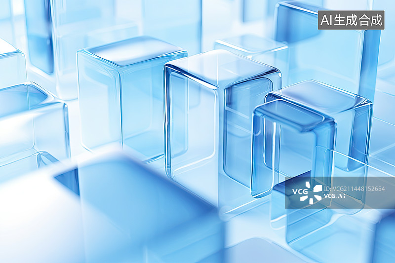 【AI数字艺术】白色背景上的蓝色长方体图片素材