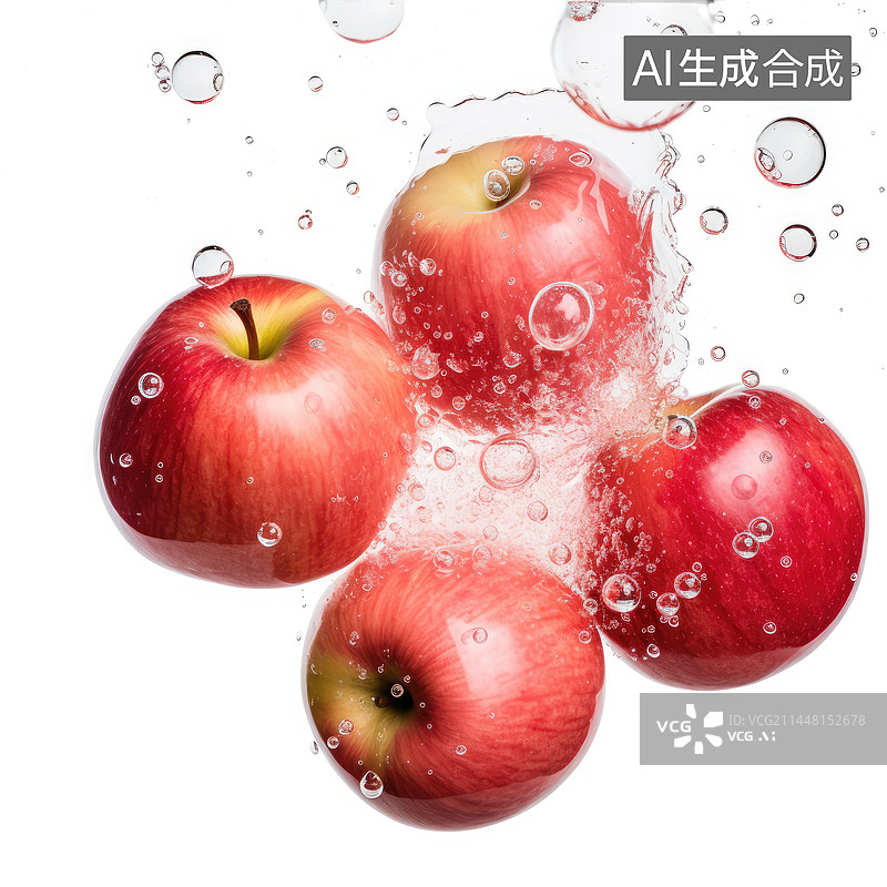 【AI数字艺术】水下的红苹果图片素材