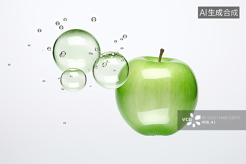 【AI数字艺术】水下的青苹果图片素材