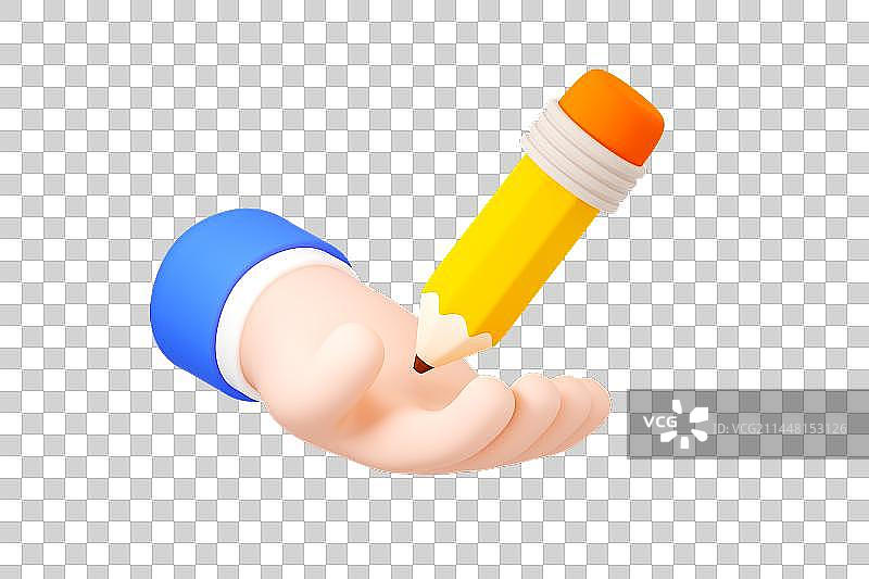 3D立体渲染卡通手捧铅笔图片素材