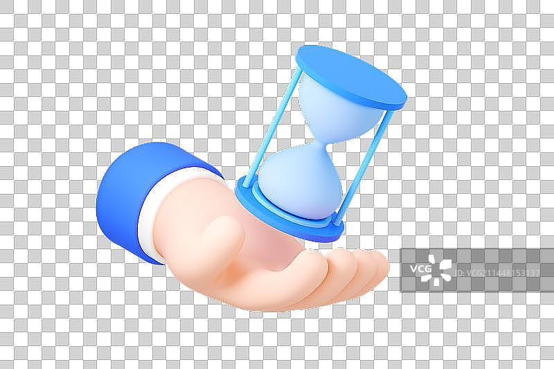 3D立体渲染卡通手捧沙漏图片素材