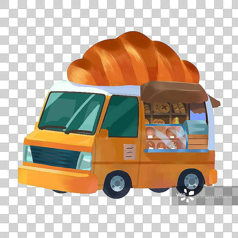 卡通面包车小店元素图片素材
