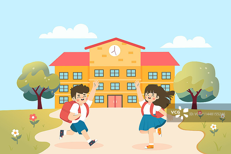开学季学生返校矢量插画图片素材