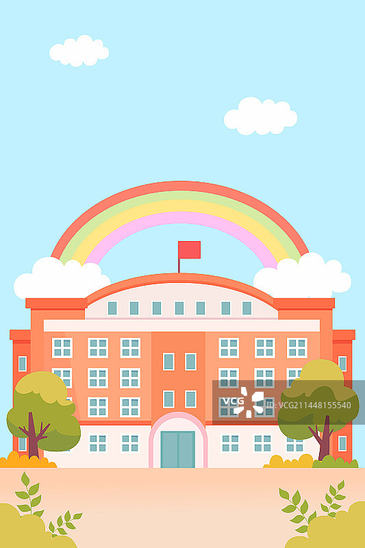 学校户外场景矢量插画图片素材