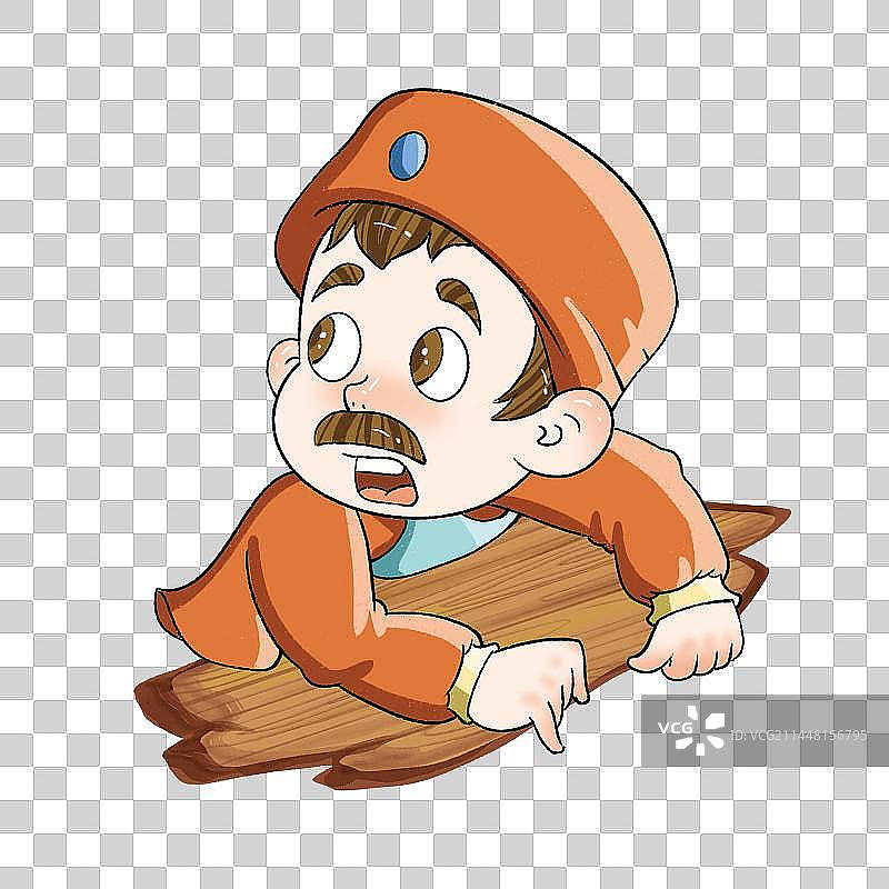 抱着木板飘着的人图片素材