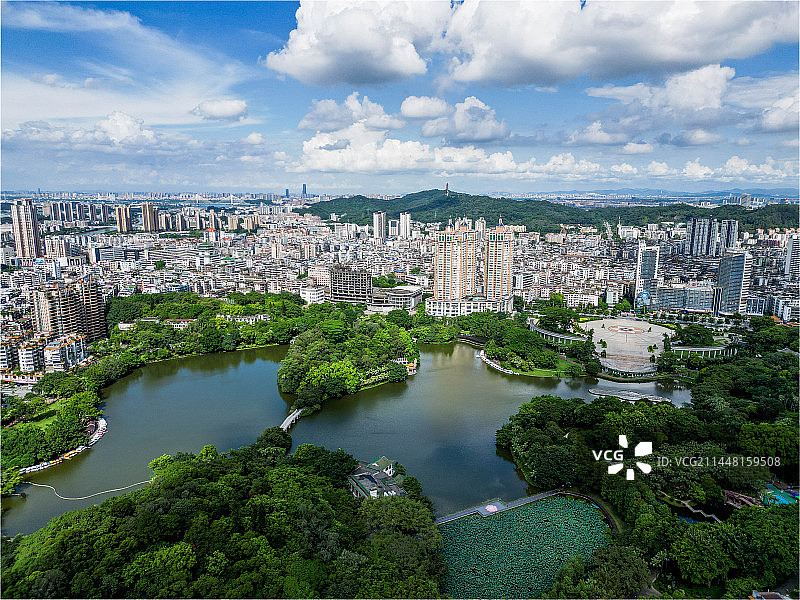 江门东湖公园城市灯光图片素材