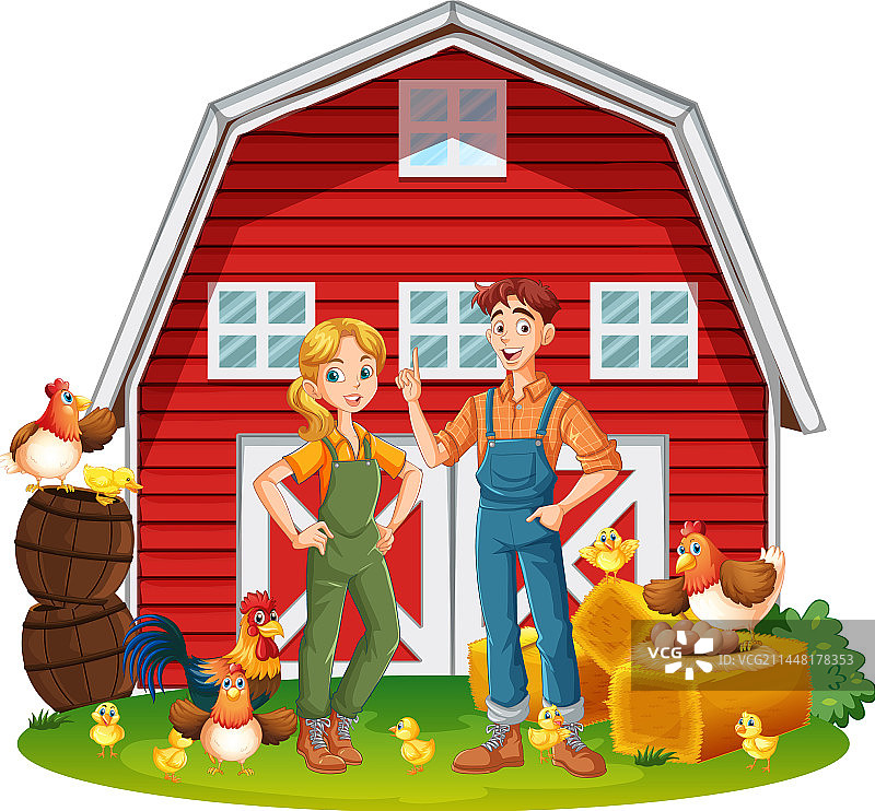 农场里可爱的年轻夫妇图片素材