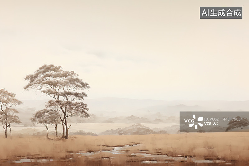 【AI数字艺术】雾天顶天景观景观图片素材