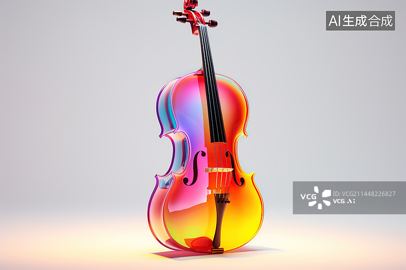 【AI数字艺术】白色背景下小提琴特写镜头图片素材