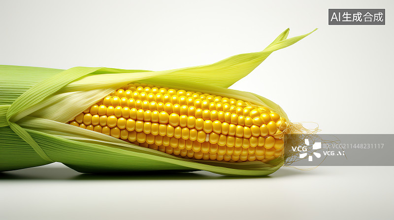【AI数字艺术】白色背景下玉米的特写镜头图片素材
