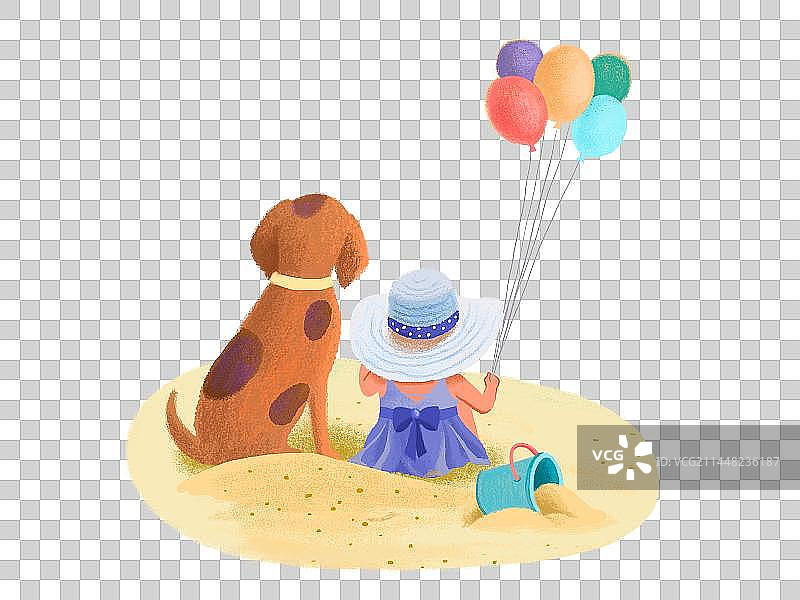 《小女孩和狗》图片素材