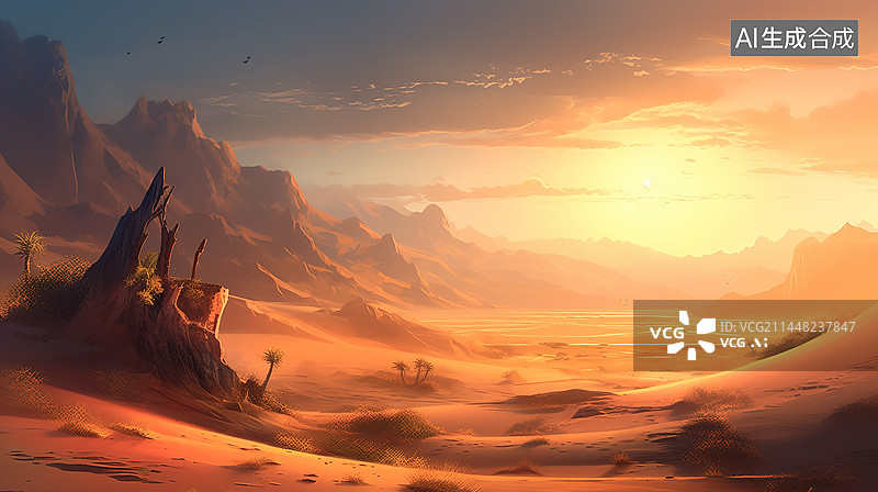 【AI数字艺术】沙漠景象概念图图片素材