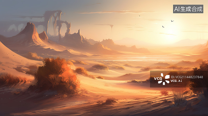【AI数字艺术】沙漠景象概念图图片素材