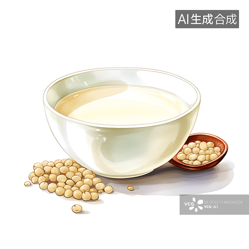 【AI数字艺术】一碗豆浆和黄豆图片素材