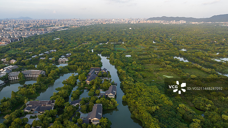 杭州西溪湿地黄昏日落时分图片素材