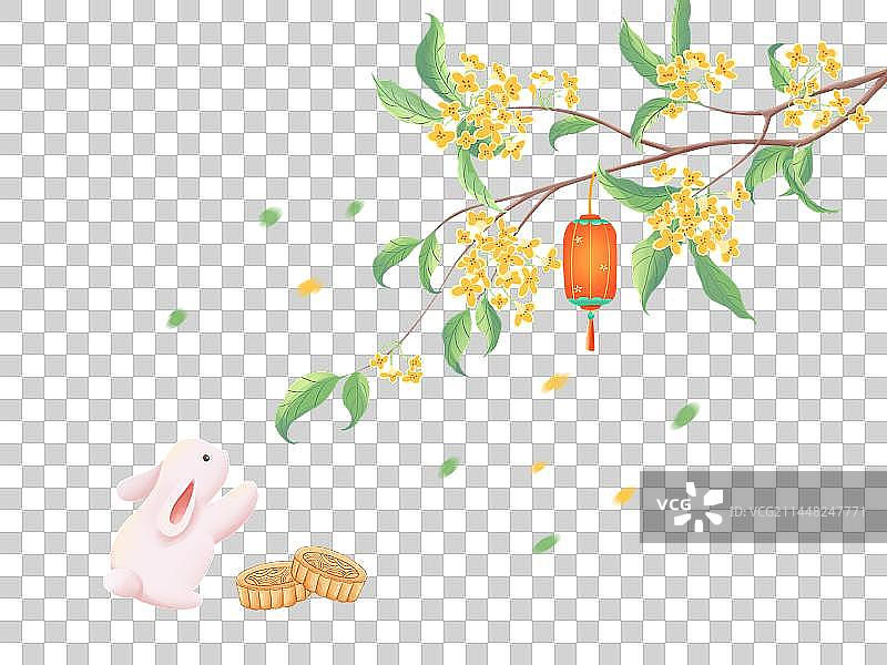 中秋月兔月饼桂花元素图片素材