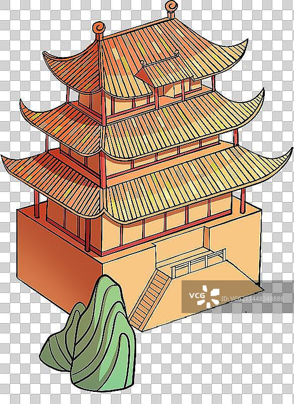 古建筑城楼国风插画图片素材