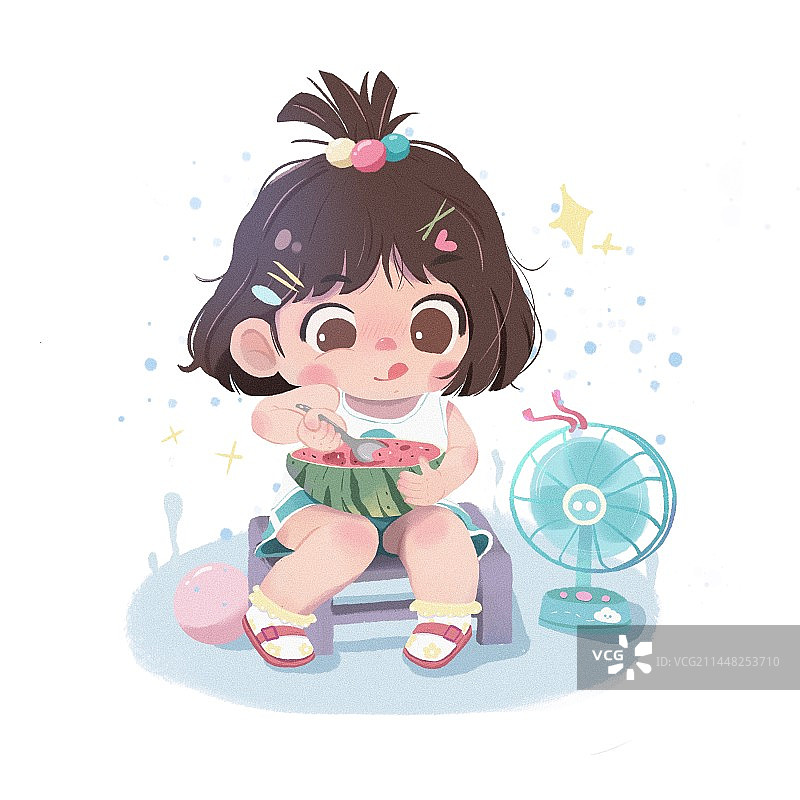 吃瓜女孩图片素材