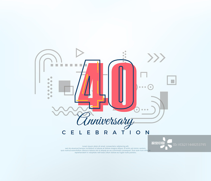 卡通现代40周年生日庆祝图片素材