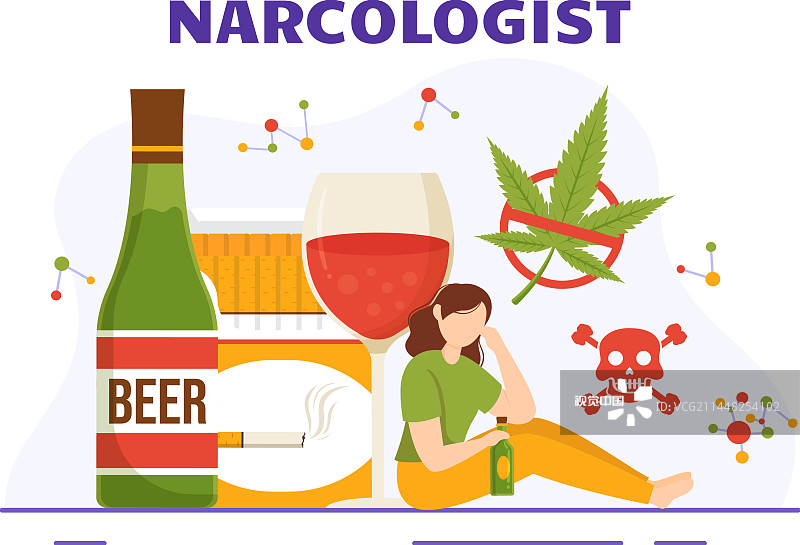 药物成瘾意识酒精的麻醉剂学家图片素材