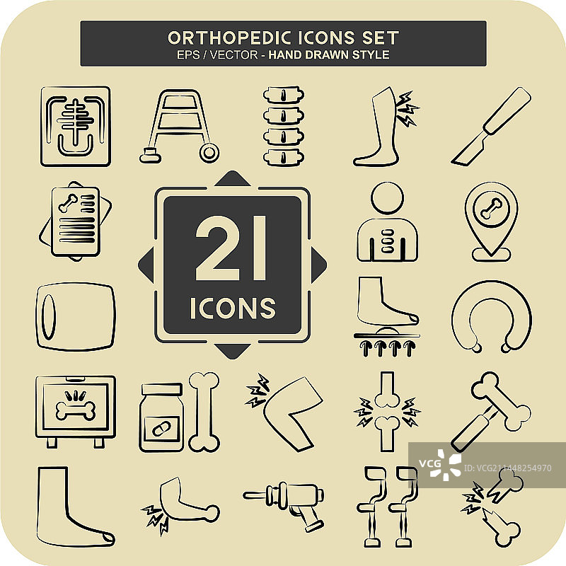 骨科健康相关手部符号图标集图片素材