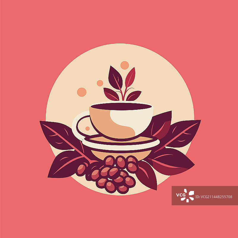 带碟咖啡杯咖啡馆Logo设计图片素材
