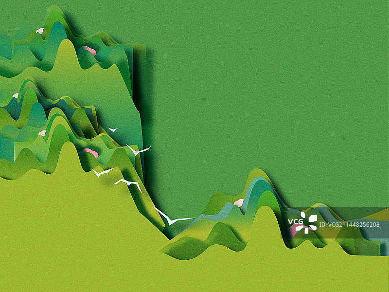 新国风初春苏醒的森林剪纸风海报图片素材