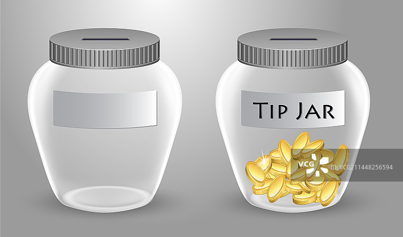 逼真的透明小费罐图片素材