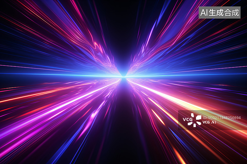 【AI数字艺术】带有科技感的多彩彩色的加速穿梭动态模糊特效图片素材