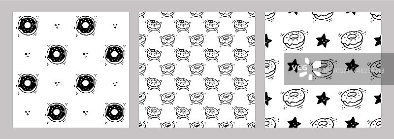 手绘甜甜圈快餐图案图片素材