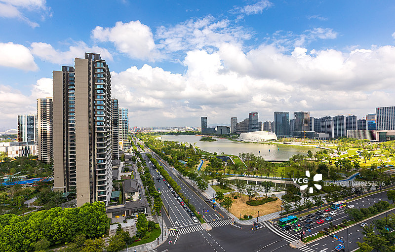 城市风光杭州下沙经济技术开发区图片素材