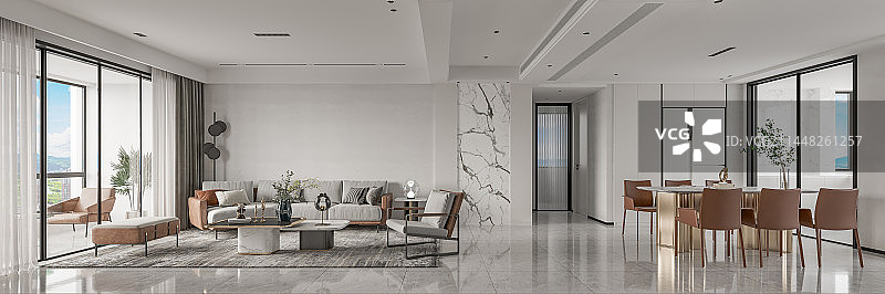 现代风格高端住宅客餐厅图片素材