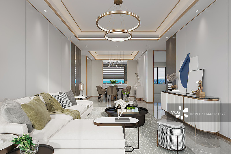 现代风格高端住宅客餐厅图片素材