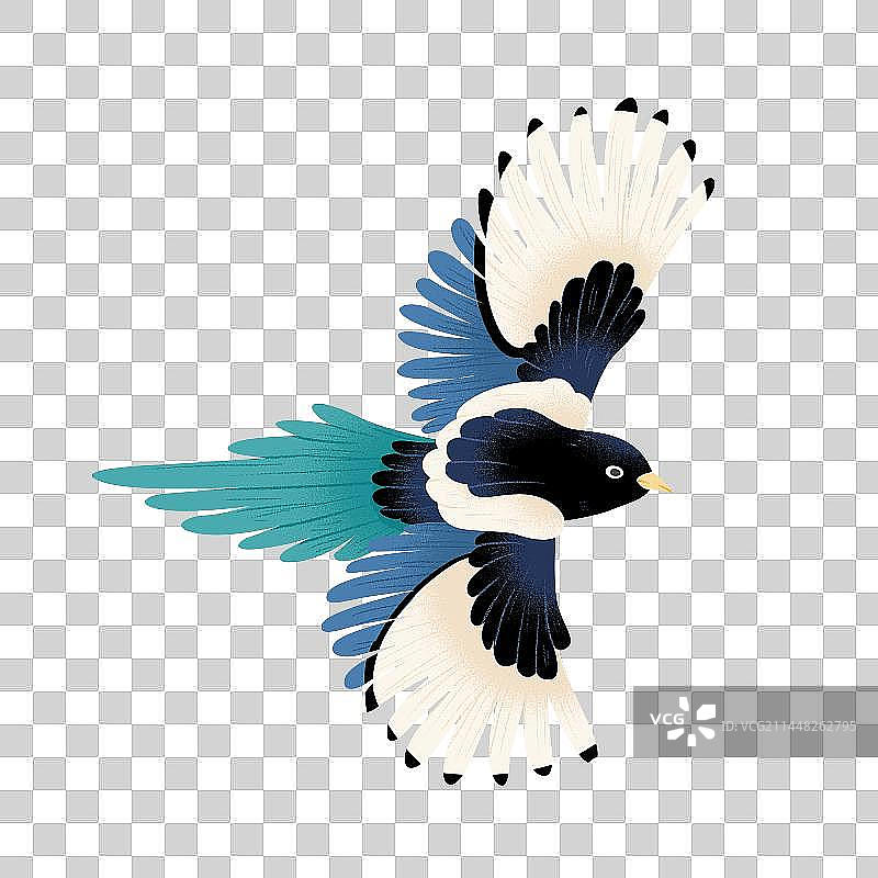 喜鹊手绘国风素材图片素材