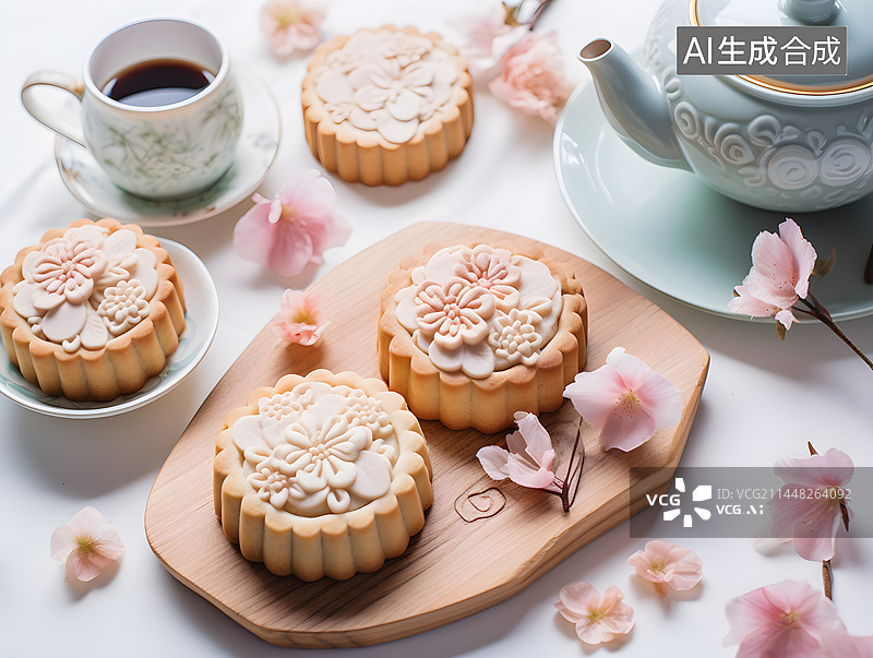 【AI数字艺术】中秋冰皮月饼静物海报图片素材
