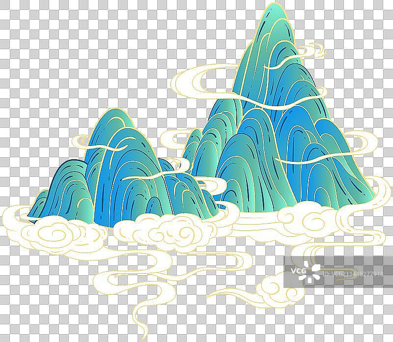 国风插画山峰图片素材