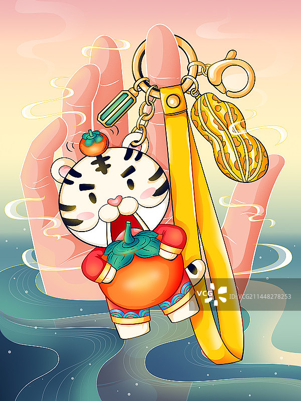 国风插画好事发生图片素材