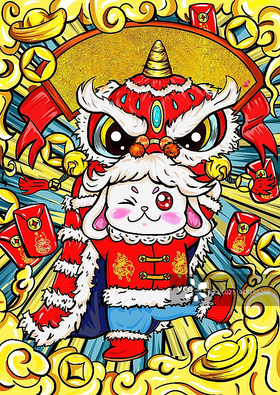 兔子舞狮图片素材