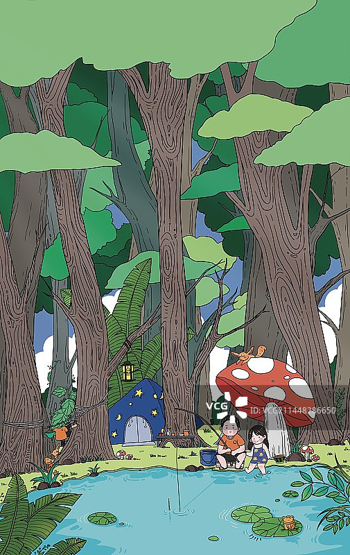 绘本插画—野外露营图片素材