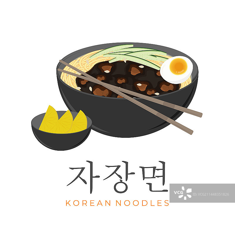 韩式炸酱面配腌萝卜图片素材