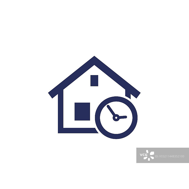 带有钟表的房屋和时间图标图片素材
