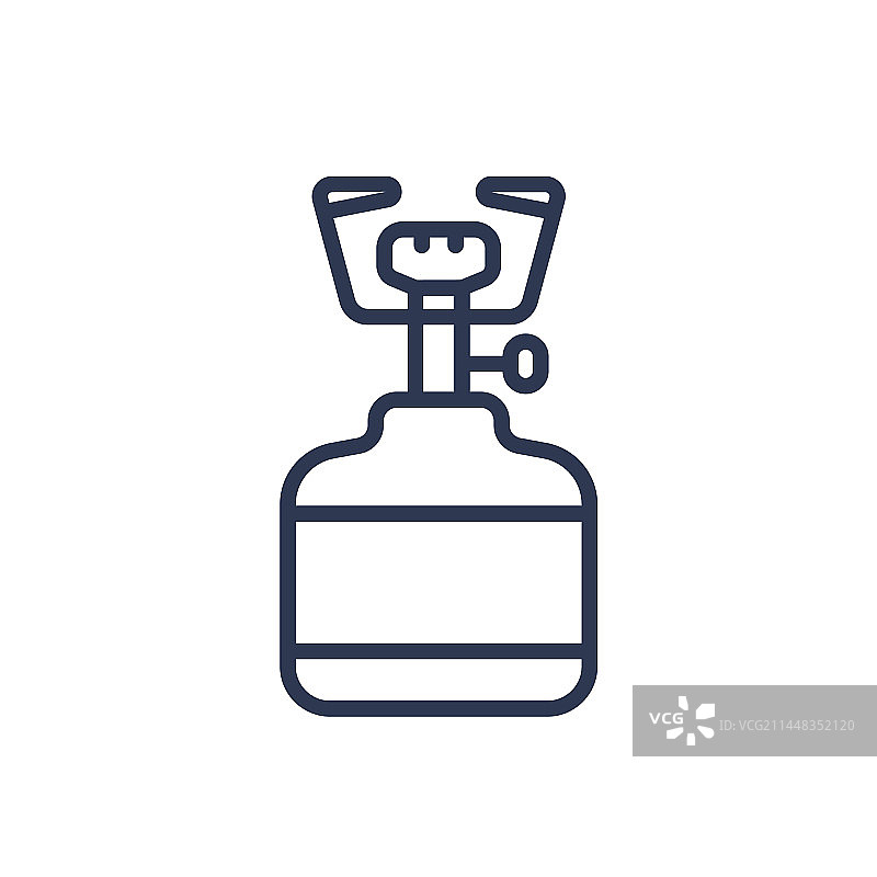 白色背景上的野营炉线条图标图片素材
