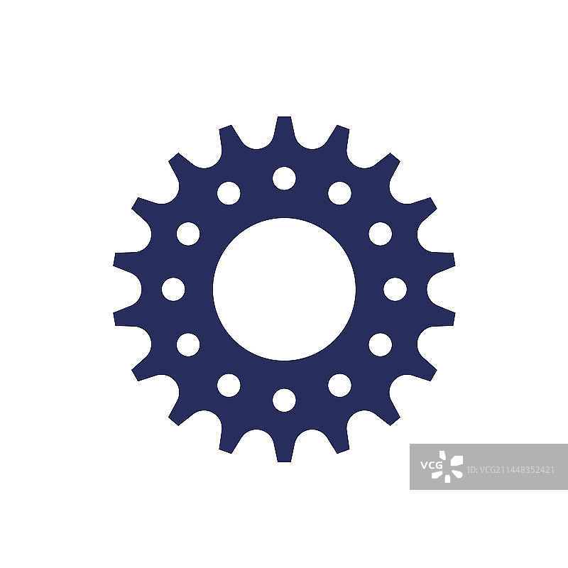 白色背景上的自行车齿轮或链轮图标图片素材