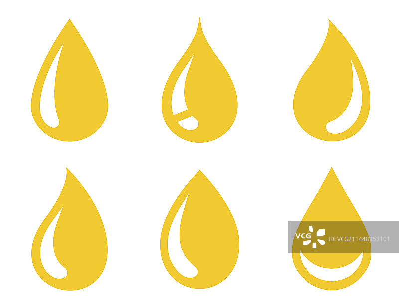 油滴和液滴轮廓剪影图标集图片素材