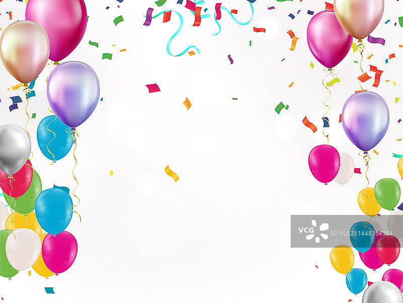 带纸屑的逼真背景气球图片素材