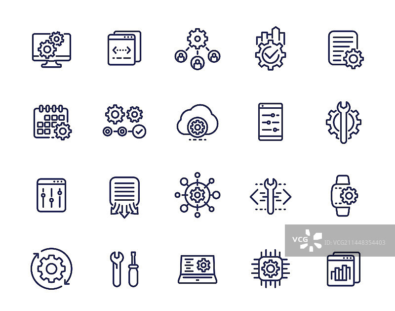 开发运营和协议线性图标图片素材