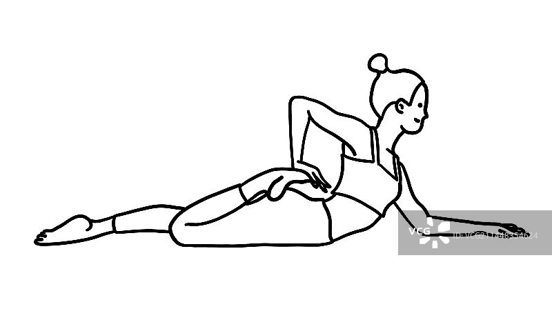 卡通轮廓中训练瑜伽姿势的女士图片素材