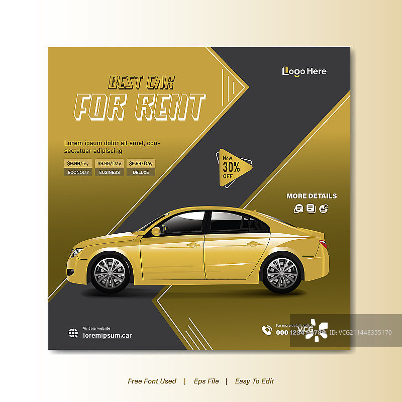 豪华轿车促销社交媒体帖子图片素材