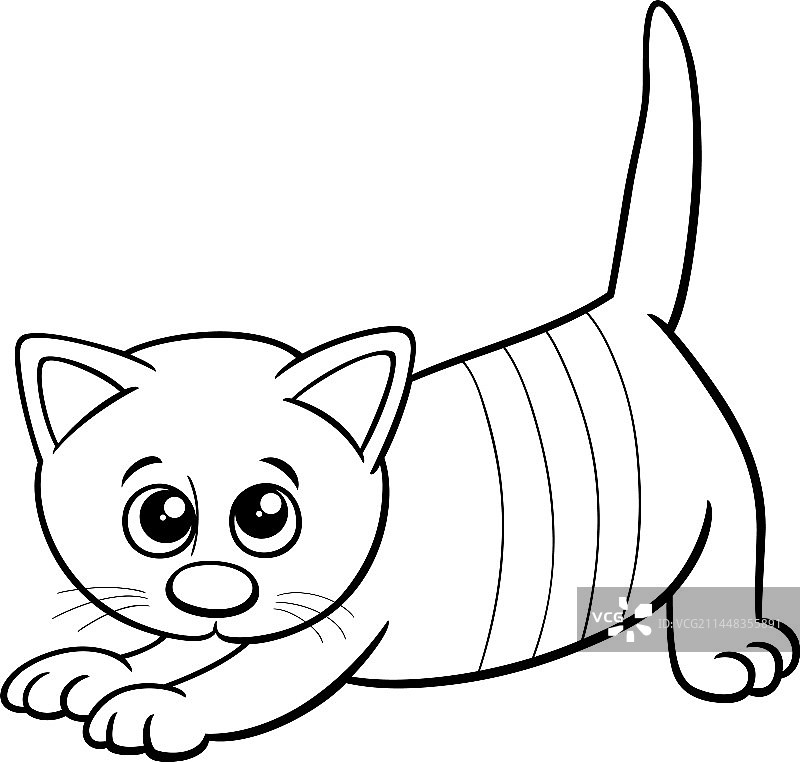 卡通小猫伸展身体动物角色图片素材