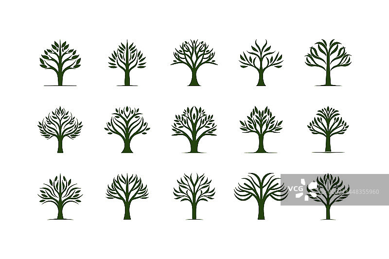 未来主义风格的树木自然标志合集图片素材